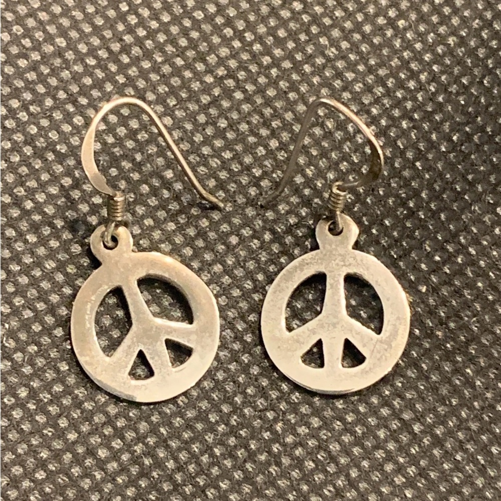 Silver Peace Sign Earrings
